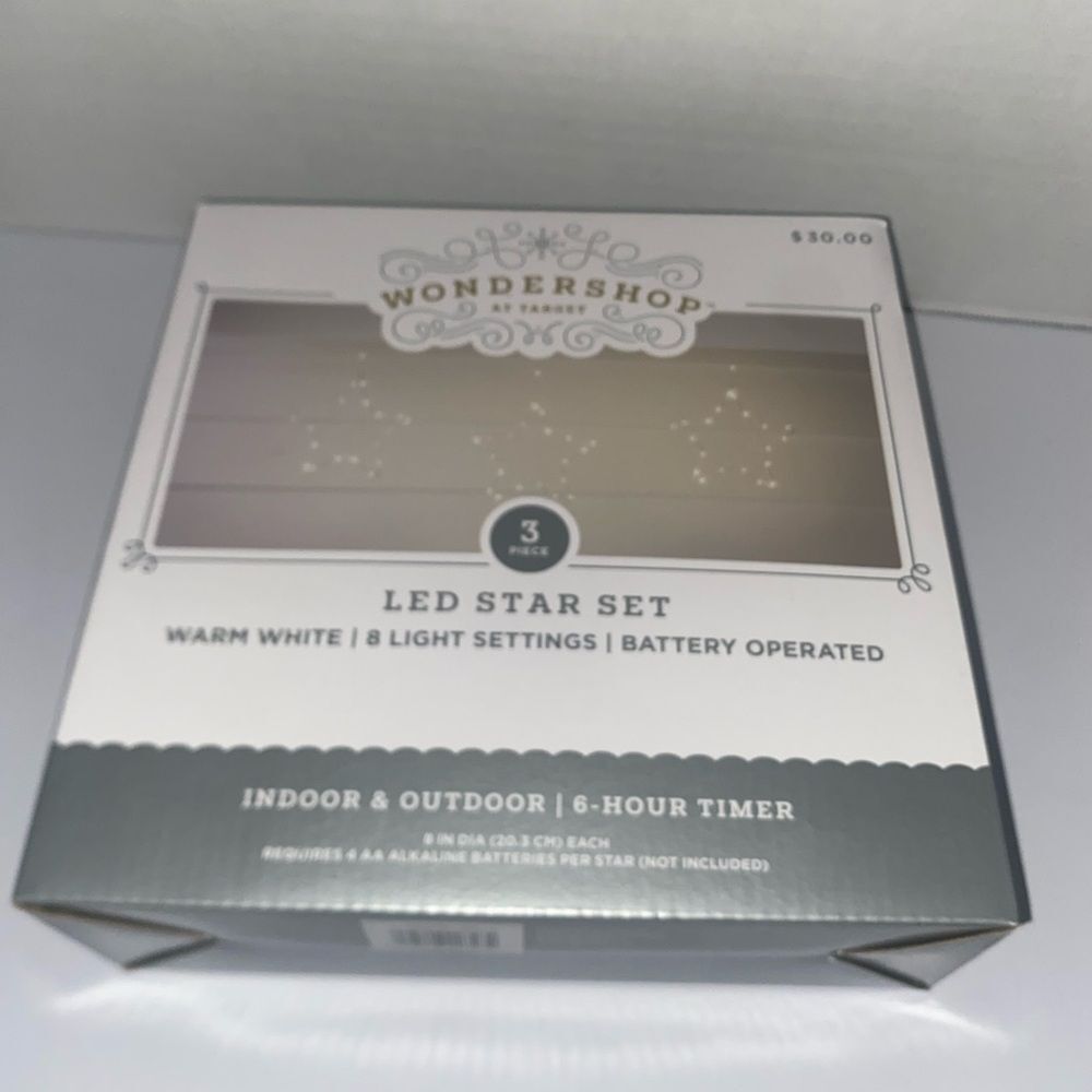 NEW Wondershop LED Star Set Warm White 8 Light Settings Battery Operated Holiday